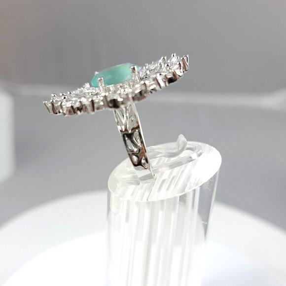 Gorgeous Intricate Clear CZ and Mint Adjustable Ring - Picture 4 of 4